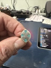 Sterling Turquoise Inlay Ring TAXCO SIGNED SIZE 6.5 Gram Weight 3.02