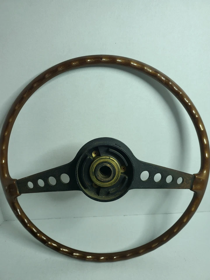 Volante vintage OEM Fiat 124 850 1200 madera grano madera 2 radios Foto 4 de 4