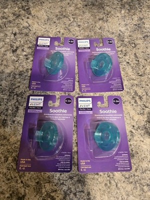 New Sealed Philips Avent Soothie Orthodontic Baby Pacifiers 100% Silicone 4 pcs
