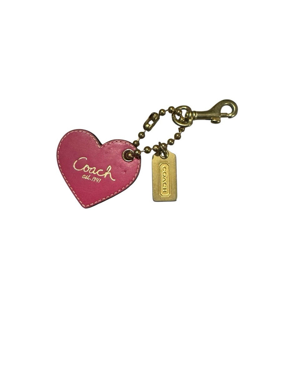Coach vintage pink/red leather heart bag charm And Gold Hangtag | eBay
