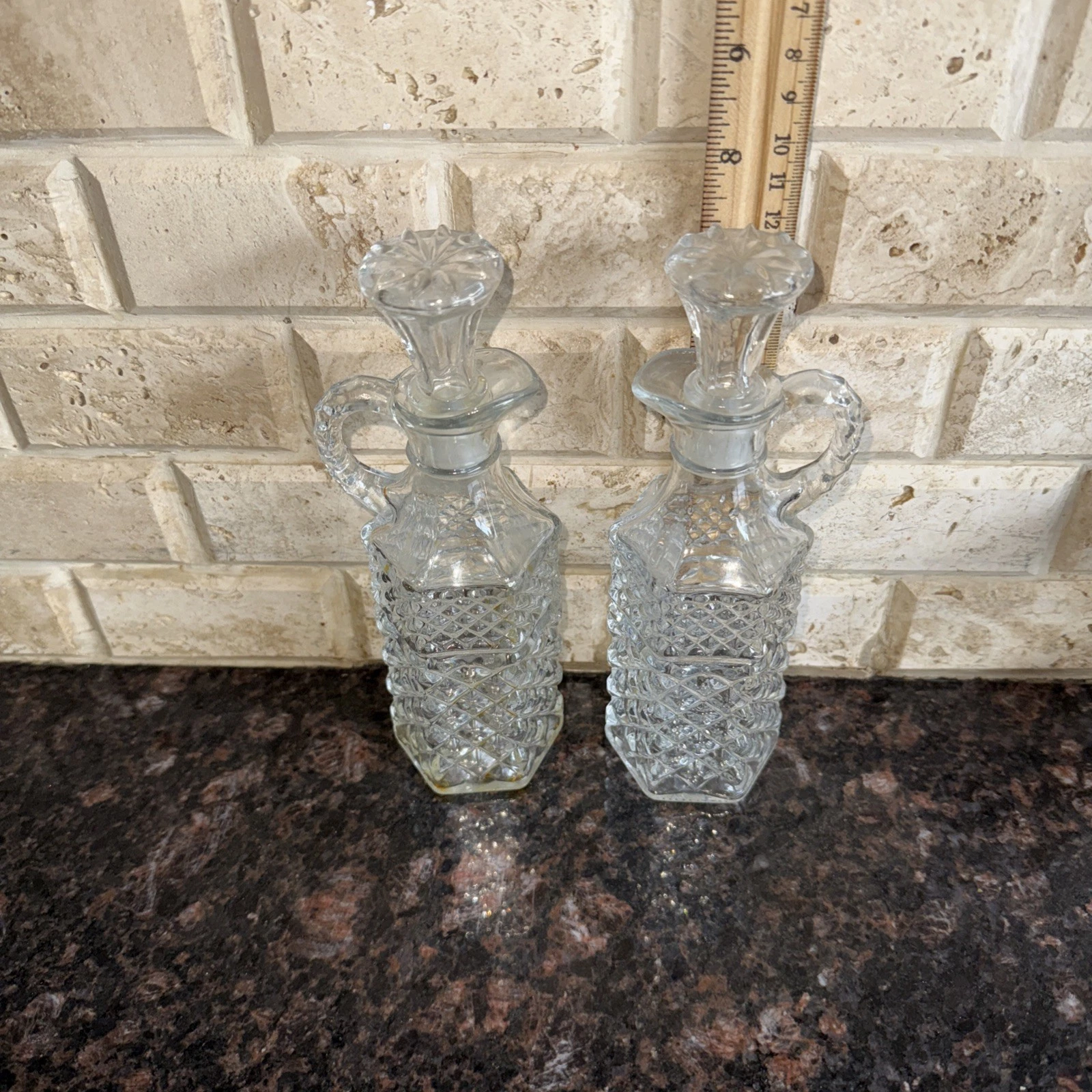 Vintage Anchor glass oil dispenser with lid clear, 2