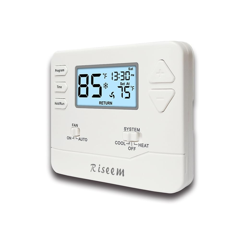 Programmable Thermostat, Single-Stage, 1 Heat/1 Cool, Energy-Saving Thermosta...