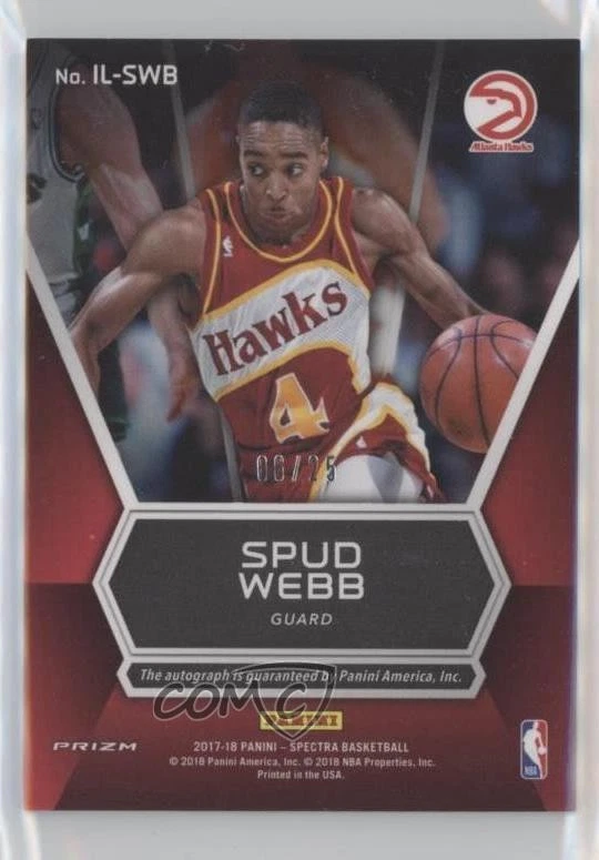 2017 Spectra Illustrious Legends Signatures Neon Green Prizm /25 Spud Webb Auto - Image 2 of 2