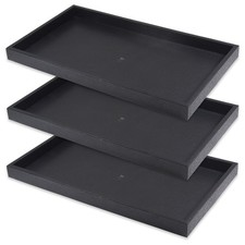 3-Piece 1-Inch Deep Black Plastic Stackable Jewelry Tray 14 3/4" x 8 1/4" x 1"