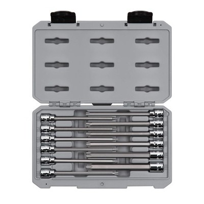 12-Piece 3/8'' Drive Long Torx Bit Socket Set T10-T60 with Case for Mechanics