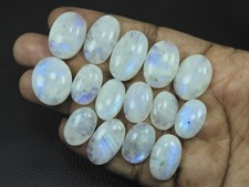 246Cts. Natural Rainbow Moonstone Oval Cabochon Loose Gemstone 16 Pcs Lot