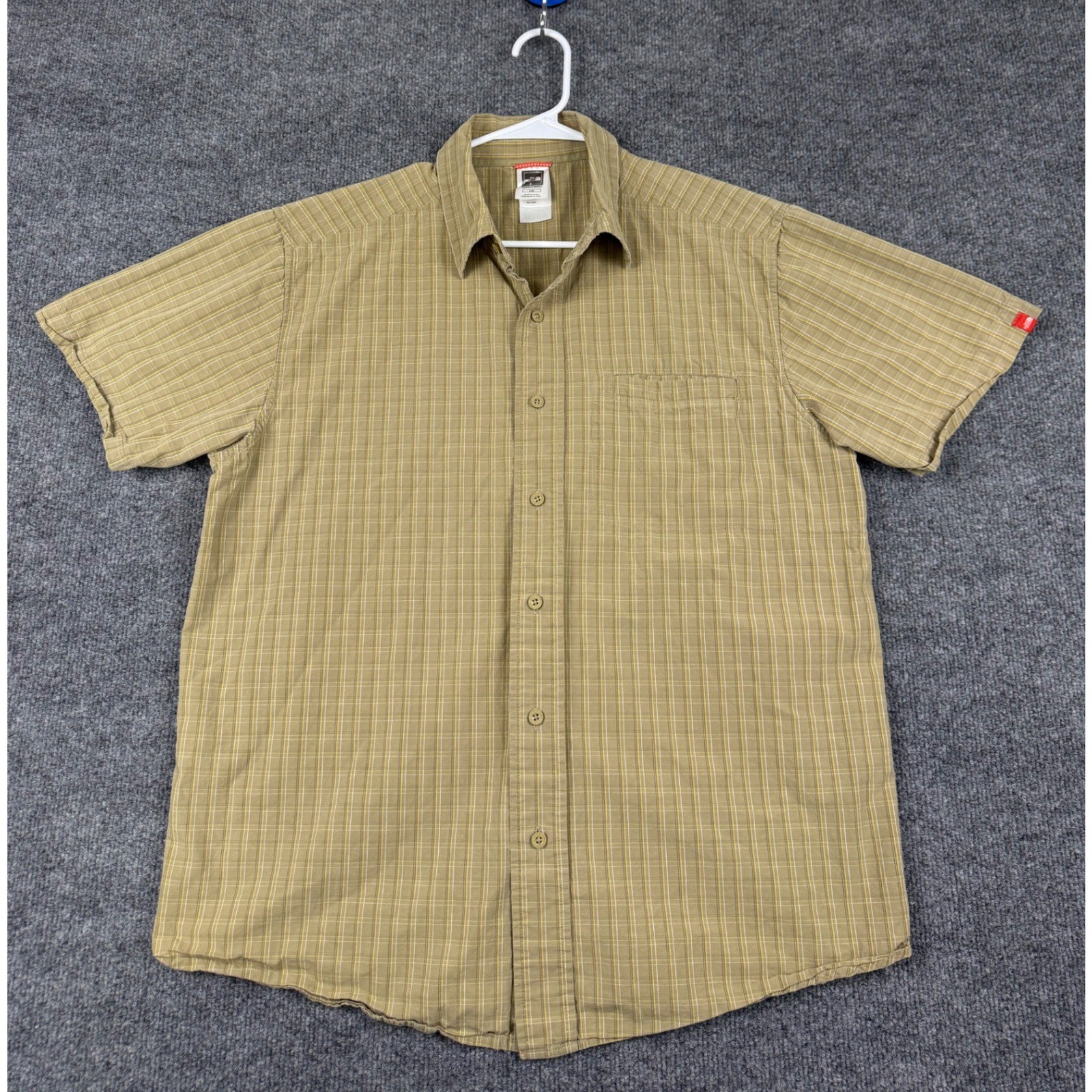 The North Face Mens Large Tan Plaid Short Sleeve Button Down Hiking Shirt