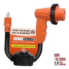 Overload Protection RV 30 Amp to 110 Adapter Cord with Circuit Breaker, 15