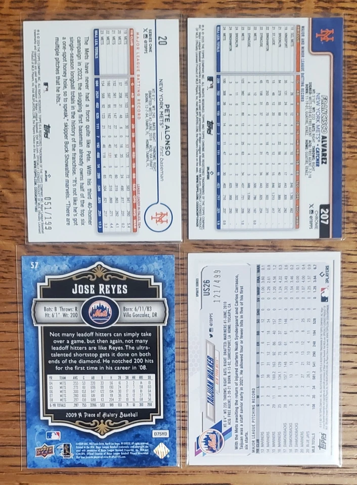 New York Mets Numbered Card Lot - 2005-07 2009 2010 2020 2021 2023 2024 2025 - Image 2 of 4