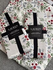 Ralph Lauren Wohndeko Tischl&auml;ufer Servietten Neu Beere Festlich Blumen Bl&auml;tter