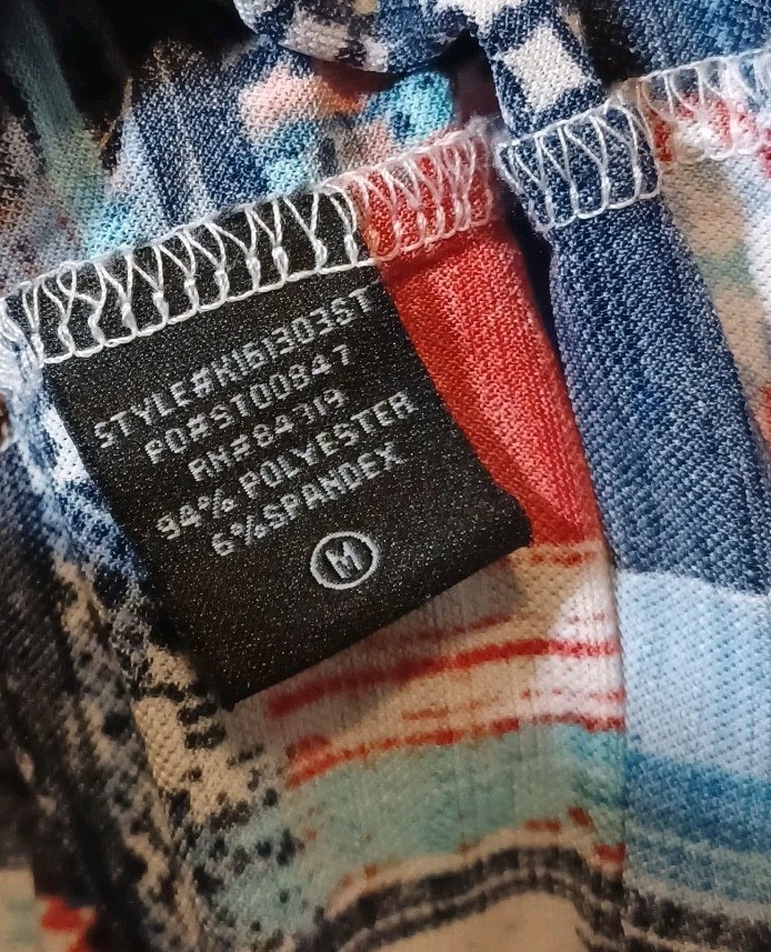 Venti Medium Abstract Patchwork Print Blouse Roll… - image 2