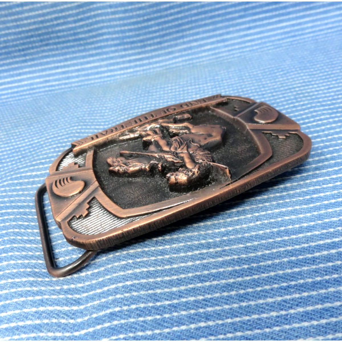 End Of The Trail Belt Buckle American Indian Saga Vtg 1990 C+J Inc .CPA714 View 6