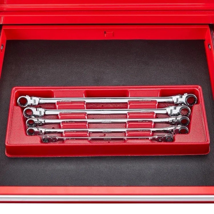 Icon Double Box Long Ratcheting ICON Extra Long Professional Double Box Flex Ratcheting Wrench Set, 5 ...