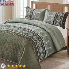 Bohemian Quilt Set Comfortable Microfiber Bedding 3 Pieces Queen Bedspread New