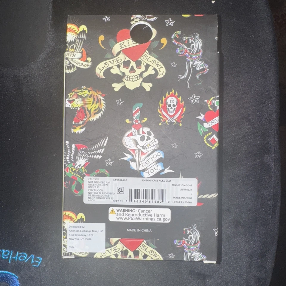 Collar Cabeza Calavera Ed Hardy Tono Bronce Cadena Colgante Gótico Nuevo En Caja Foto 2 de 2