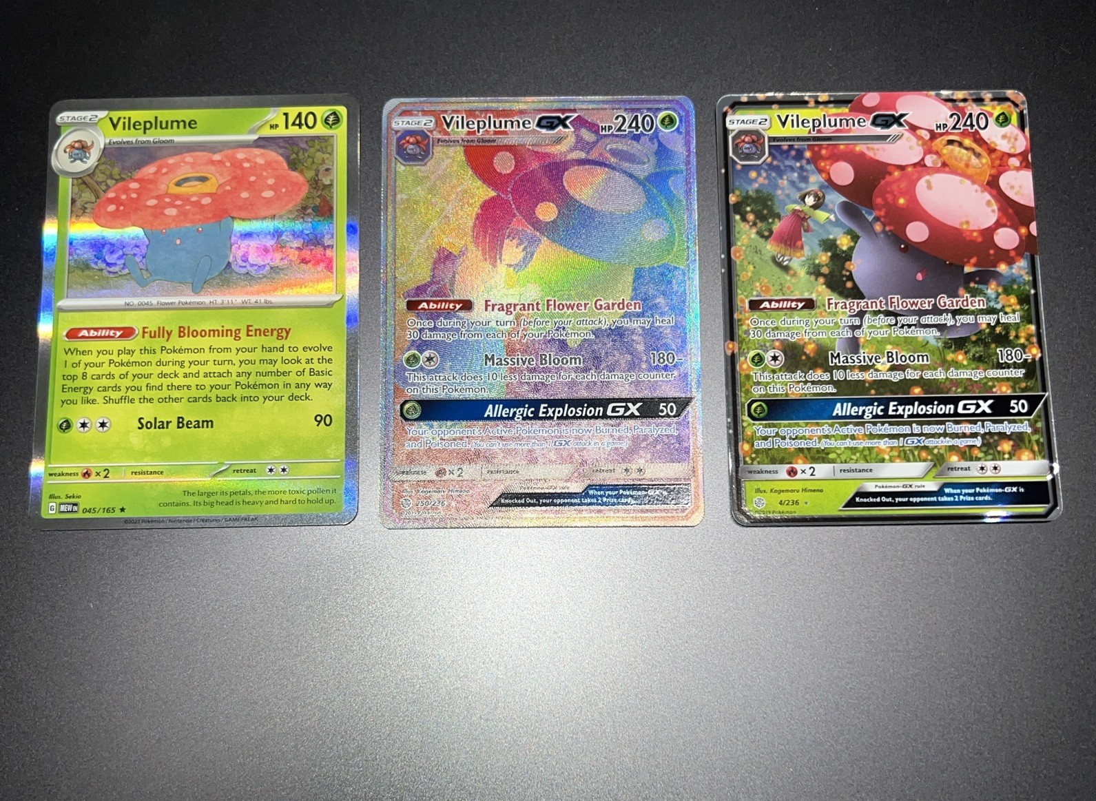 Pokemon Vileplume GX  250/236 Rainbow Rare Vileplume GX 4/236 Cosmic Eclipse NM