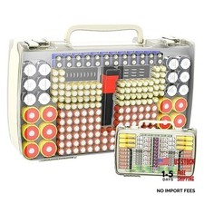 Battery Organizer Storage Case with Tester, Holds 269 Batteries Double White