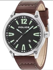 Image of Police Mens Denton Watch 15244JBS/02 Brown Leather Strap 