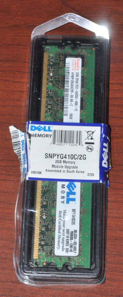 Dell/Hynix SNPYG410C/2G 2GB DDR2 800 PC2 6400 DIMM HYMP125U64CP8-S6 - Image 2 of 2