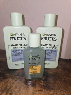 LOT (3) GARNIER FRUCTIS HAIR FILLER PRODUCTS, (2) MOISTURE CONDITIONER (1) SERUM