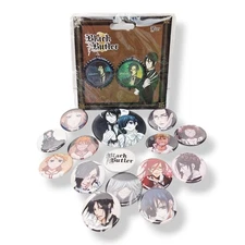 Black Butler Button Lot Anime Pin Back Ciel Sebastian Finnian Mey-Rin Baldroy