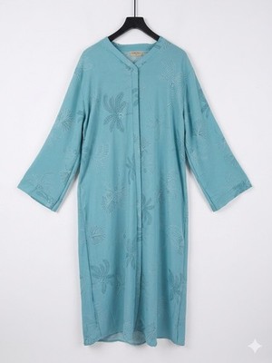 Langes Kleid Tunika SAMIRAA 2XL blau Palmenmuster sehr guter Zustand / türkis