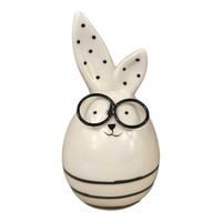 Hase 12Cm Mit Brille Keramik Weiß Hasenfigur Osterdeko Ostern Osterhase Osterei