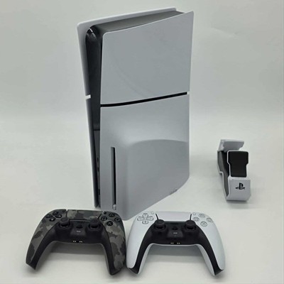 Sony PlayStation 5 Slim Disc Edition 1TB Console Bundle (2 Controllers, Cables)
