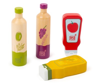 Small Foot 11445 Sauces and Oils Set Fresh,Made of Wood,Role Toy,Accessory for C