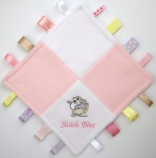Patchwork Taggy Soft Baby Blanket Thumper Comforter Personalised Baby Girl Gift