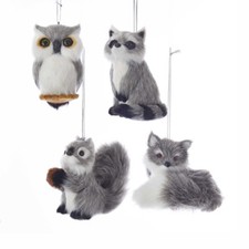 Furry Grey Wildlife Animals Ornaments
