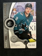 21-22 UD SP Game Used Hockey Authentic Rookie R-72 Lane Pederson /999