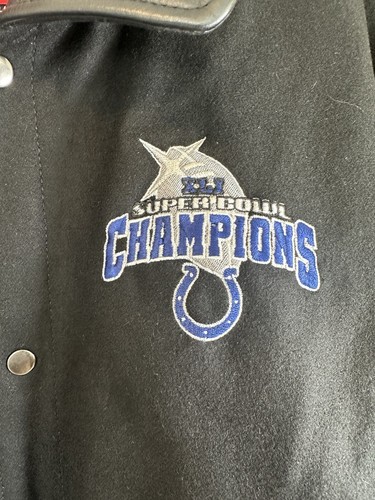 NFL Indianapolis Colts Men's Sz XL Super Bowl XLI Champions Wool Leather Jacket - Picture 4 of 21