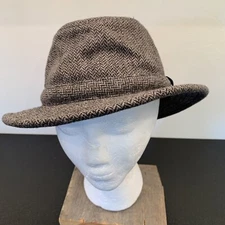 Tilley Endurables Fedora Hat Tec Wool Sz 7 1/8 Made Canada Brown Gray Ear Flaps