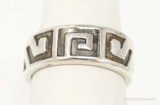 Vintage Taxco Mexico Sterling Silver Aztec Style Band Ring - Size 5