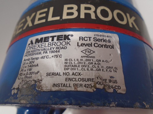 AMETEK DREXELBROOK 700-1202-041 SENSING ELEMENT LEVEL CONTROL RCT SERIES 