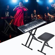 Double-X Keyboard Stand and Bench Set Stable Padded tipatyard w/ Locking Straps