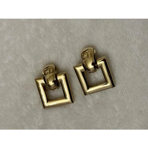 Orecchini Christian Dior Vintage Placcati Oro 2 Vie Clip On 1825