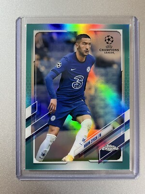 Hakim Ziyech Chelsea Topps Chrome Soccer UCL 20-21 AQUA PARALLEL SP /199