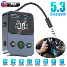 Wireless Bluetooth 5.3 Transmitter Receiver Adapter Car Music Audio Aux Adapter