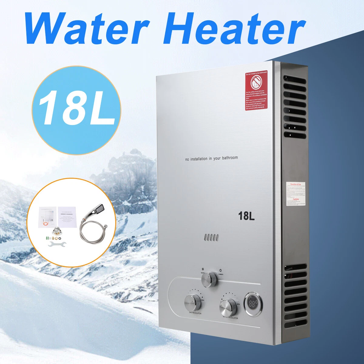 18L Tankless Gas Water Heater LPG Propane Instant Boiler Outdoor