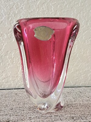 Large Vintage Glass Vase from Val Saint Lambert, 1960