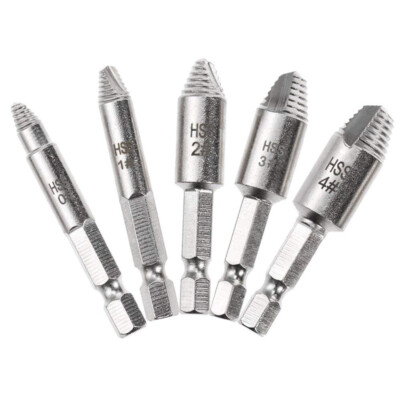 5 in1 Screw Extractor Drill Bits Guide Set Broken Damaged Bolt Remover Hot