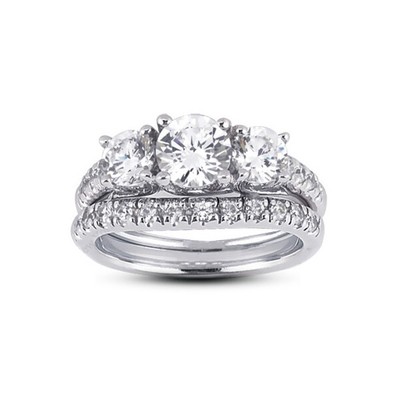 1.49ct H SI1 Round Natural Diamonds Plat Vintage Style Ring with Wedding Band