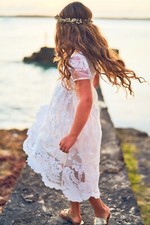 295 NEW LoveShackFancy Girl Heather Dress White Embroidered Floral Wedding 4 5