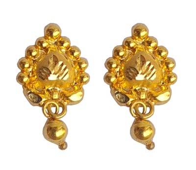 22K/18K Real Certified Fine Yellow Gold Unique Design Dangle Earrings