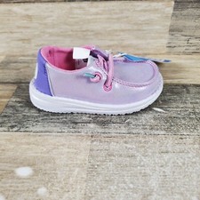 Hey Dude Wendy Iridescent Sparkle Kids Shoes Sz 6 Running Purple Pink Sneakers
