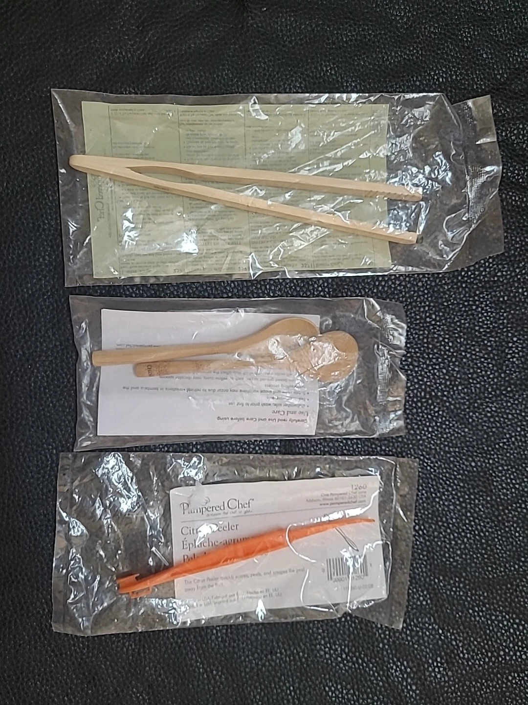 PAMPERED CHEF Lot NOS TOASTER TONGS 2571 PETITE SPOONs 2307 CITRUS PEELER 1260