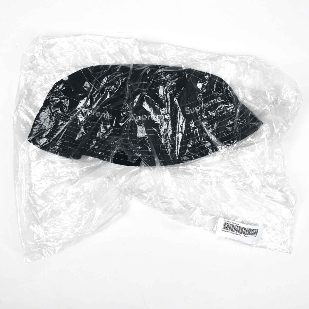 NWT Supreme NY Webbing Logo Bucket Hat Crusher Black Men's S NWT Supreme NY Webbing Logo Bucket Hat Crusher Black Men's S