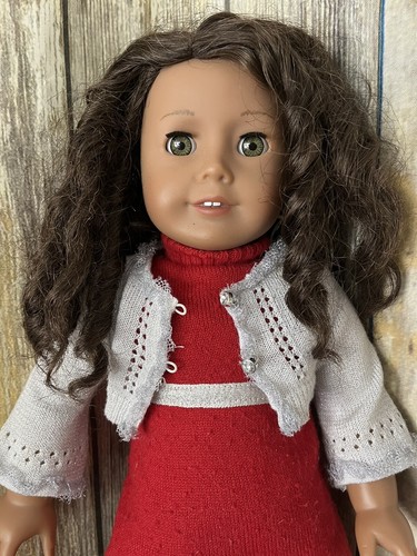 Lot American Girl Doll Medium Skin Hazel Eyes Brown Curly Hair Extras Dress - Picture 2 of 10